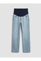 Lcwaikiki Maternity Indigo Abdominal Panel Wideleg Women's Jean Pants - 4