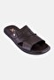 Men Brand Logo Slip On Sandals, Dark Brown