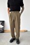 Khaki Pile Detail Belt Pack Baggy Fabric Trousers - 3