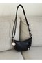 Women's Black Colorful Knot Detailed Croissant Model Stylish Shoulder and Underarm Bag Bag