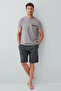 Men's 3-Piece Pajama & Shorts Set, Crew Neck, Short Sleeve, Pocketed , 100% Cotton (with Plus Size Pajamas)