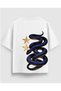 Snake and Star Printed Oversized T-Shirt 100% Cotton Unisex Streetwear Back Print