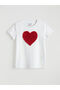 White Heart Embroidered Girls' T-Shirt