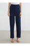 Navy Blue Elastic Waist Textured Women's Trousers - 2