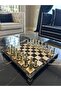 طقم شطرنج كلاسيكي فاخر مطرز يدويًا 25×25 سم – أحجار من الحديد المصبوب - 4