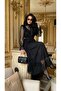 Imported Tulle Flocked Fabric Lace Detail Polka Dot Pattern Ribboned Lined Special Design Lined Maxi Dress - 7
