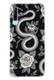 Huawei P Smart Pro Compatible Black Rose and Snake Patterned Transparent Phone Case