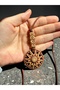Ethnic Necklace with Sun Figure - Brown Suede String Bohemian Handmade Necklace - 6