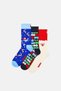 Multicolored Celebration Patterned 3-Piece Cotton Gift Sock Set - 5