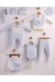 100% Cotton 10-Piece Newborn Baby Boy Hospital Discharge Set with Tuxedo Bow Tie Luxury Ribbed Blue