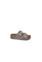 Pioni 8124 Women's Beige Buckled Thick Sole Slipper