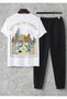 Ny Printed sweatpants and t-shirt - Jogger Pants t-shirt bottom top sweatpants set crew neck