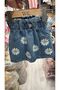 Daisy Embroidered Girls' Denim Jeans Skirt - 3