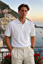 Men's Basic 100% Cotton White Polo Neck T-Shirt
