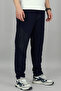 Men's Dark Navy Blue Jogger Pants Sweatpants with Zipper on the Side Pocketed Standard Fit in Cotton Sizes - 5