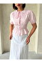 Collar Detailed Gathered Shirt - Pink |   Vmd2842 - 4
