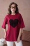 Oversized Crew Neck Heart Patterned Knitted T-Shirt Ss26Ts0032 - 5
