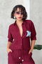 Butterfly Detailed Pleated Shirt - Burgundy |   D2782 - Claret Red