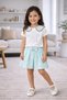 Eid Special Blue Stone Shorts and Skirt Set for Baby Girls & Children (with Gift of Panty Socks) - 2