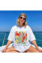 Italy Summer Printed White Oversize T-Shirt Unisex Loose Fit Streetwear