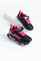 Luvy Girls' Black and Pink Heart Figured Velcro Nursery and Kindergarten Sports Shoes - 2