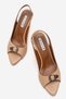 Genuine Leather Agnes Women's Buckle Detail Nude Heels Sandals - 3