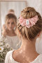 Betty Bands Pink Edge Embroidery Scrunchie – Trendy Fabric Hair Tie - 2
