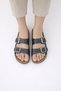 Black Galaxy Double Buckled Shiny Black Anatomical Slipper - 6