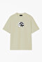 Unisex Mask Printed Oversized 100% Cotton Wide Cut Textured Crew Neck Green T-Shirt Rf0658