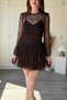 Lace Detailed Padded Shoulders Ruffle Short Dress - 4