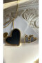 Black Heart Pendant Gold Color Snake Chain Stainless Steel - 3