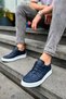 Ch040 C-Rey Men's Casual Lace-Up Leather Sports Sneaker Shoes Cbt - Navy Blue
