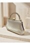 Silver Gray Lame Color Laser Patterned Chain Strap Women's Evening Dress Bag Wedding Engagement Graduation - 2