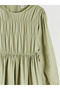 Lcw Girls Studio Green Crew Neck Ruched Girls' Dress - 5