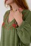 Authentic Women's Embroidered Detail V-Neck Slit Long Dress - 2