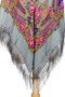 - Frosted Grey Folk Shawl – Golden Paisley Design - 4