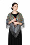 - Light Grey Russian Floral Shawl - 2
