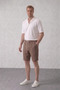Men's Brown Muslin Linen Shorts 100% Cotton Back Pocketed Full Fit - 5