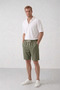 Men's Khaki Muslin Linen Shorts 100% Cotton Back Pocketed Full Fit - 6