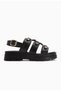 Castle 35355 Women's Black Ring Trocley Gold Detail Thick Sole Sandals Summer Shoes - 5
