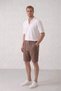 Men's Brown Muslin Linen Shorts 100% Cotton Back Pocketed Full Fit - 6