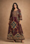 Cotton Blend – Ladies A-Line Maxi Ethnic Pattern Embroidered Jalabiya (Bordeaux Multi)