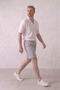 Men's Gray Muslin Linen Shorts 100% Cotton Back Pocketed Full Fit - 5