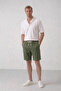 Men's Khaki Muslin Linen Shorts 100% Cotton Back Pocketed Full Fit - 5