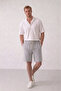 Men's Gray Muslin Linen Shorts 100% Cotton Back Pocketed Full Fit - 2