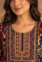 Cotton Blend – Ladies A-Line Maxi Ethnic Pattern Embroidered Jalabiya (Bordeaux Multi) - 3