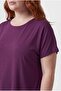 Women's Large Size Asymmetrical Cut Loose Purple Blouse - 4
