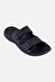 Men Leather Slip On Sandals, Black