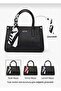Women's Bag Si Shoulder Strap Scarf Detailed and Useful Large Volume Clutch Bag Black - 4