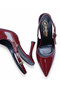 Burgundy Patent Leather Stiletto Long Buckled 9cm Heeled Women's Shoes - 5